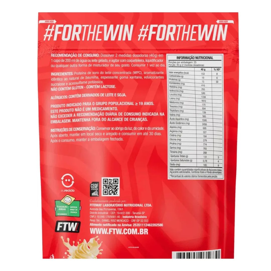 Whey Concentrado Baunilha Refil 1 Kg FTW