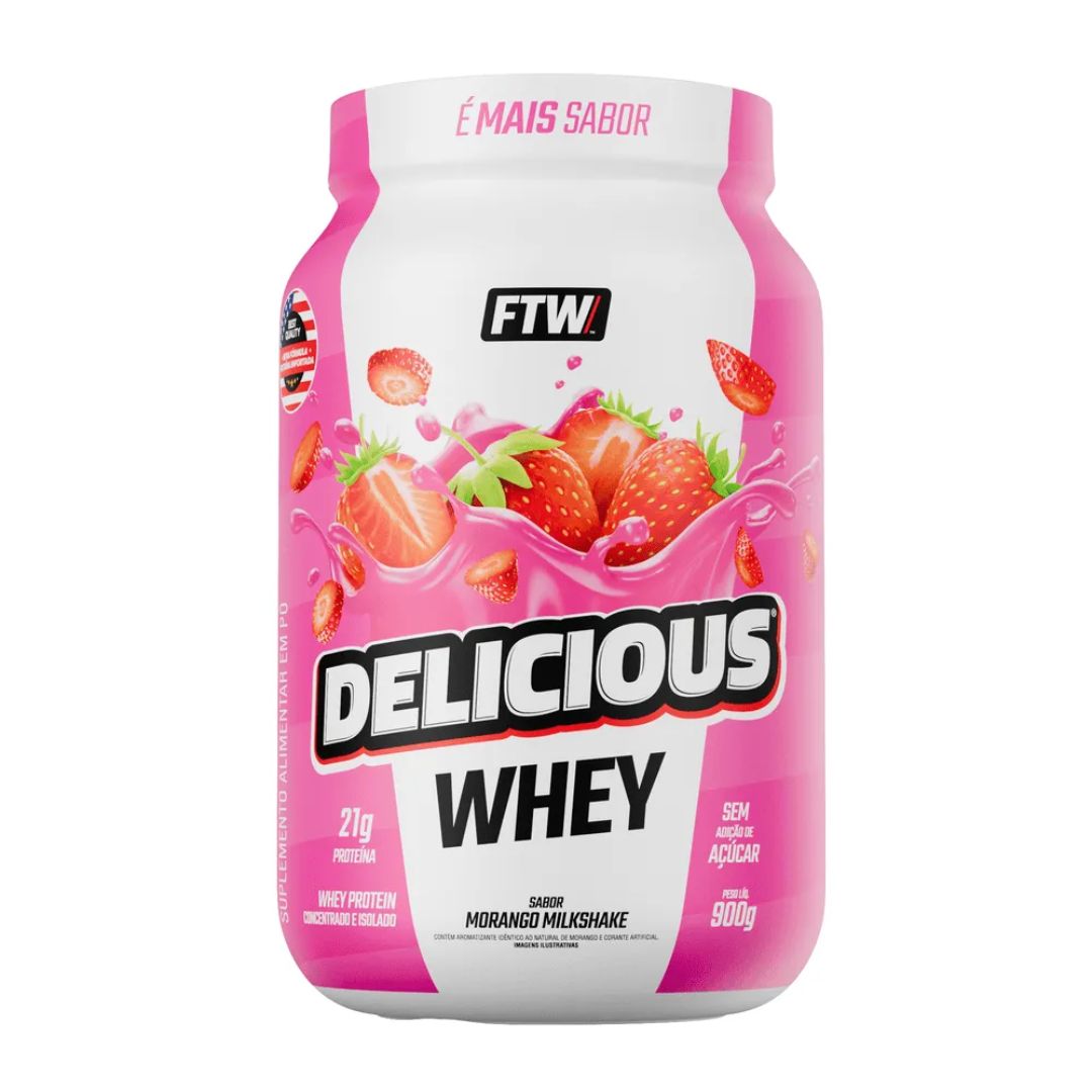 Whey Protein Delicious Morango Milk Shake 900g - FTW