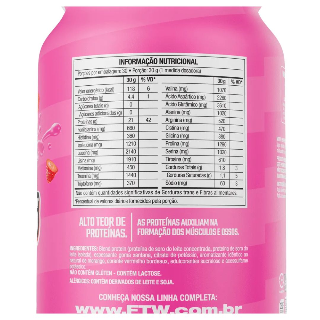 Whey Protein Delicious Morango Milk Shake 900g - FTW