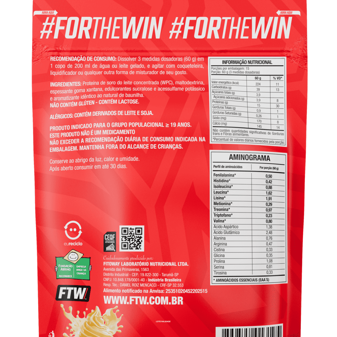 Whey Protein Ultra Refil Baunilha 900g - FTW