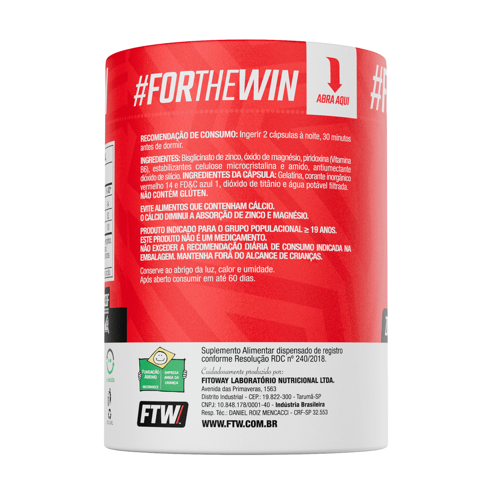 ZMA Zinco / Magnésio / Vitamina B6 90 Cápsulas - FTW
